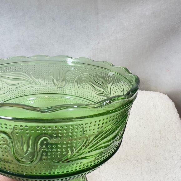 EO Brody M6000 Emerald Green Glass Vintage Compote Pedestal Candy Dish Cleveland - Picture 12 of 15